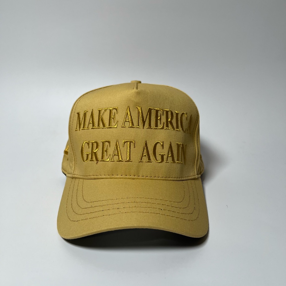 Official Donald Trump Campaign Rare All Gold Age MAGA Hat CaliFame Make America